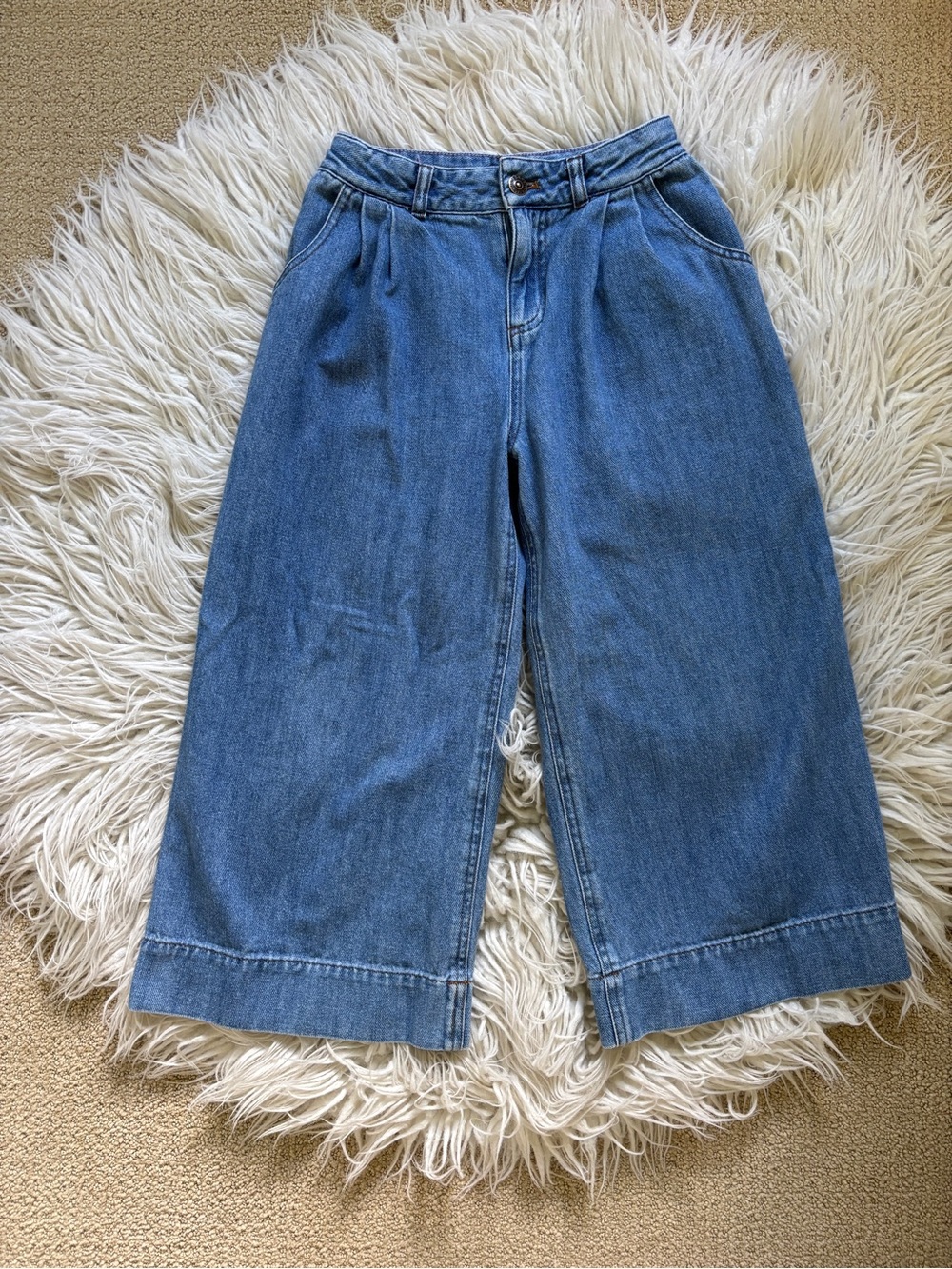 Girls Mini Boden Pleated Jeans 9Y
